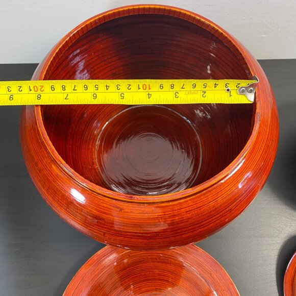 Wooden Jar with Lid, Wood Container, Set of Two, VIETNAM, Vintage, Brown, Money - Picture 5 of 10